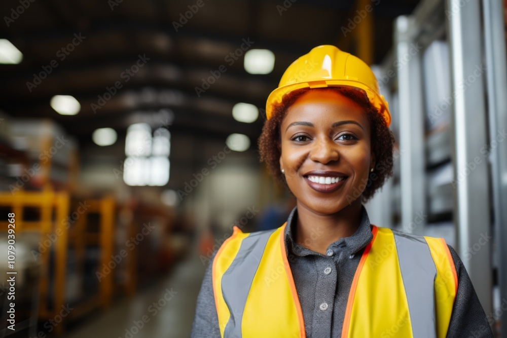 Portrait of a smiling young woman working in a factory Portrait of a smiling young woman working in a factory