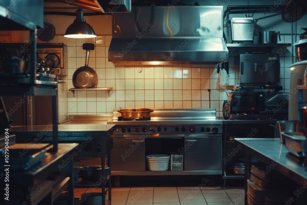 Empty restaurant kitchen with professional equipment Empty restaurant kitchen with professional equipment