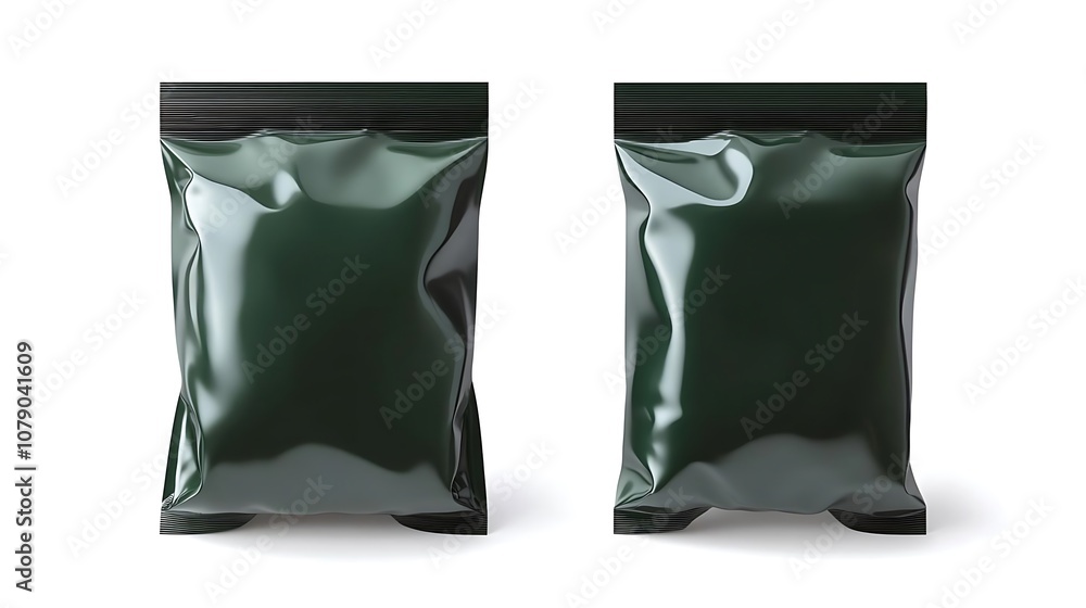 Blank Green Foil Packaging Mockup for Snacks Coffee Tea Candy Food Products Packaging Design Branding Mock Up Blank Green Foil Packaging Mockup for Snacks Coffee Tea Candy Food Products Packaging Design Branding Mock Up