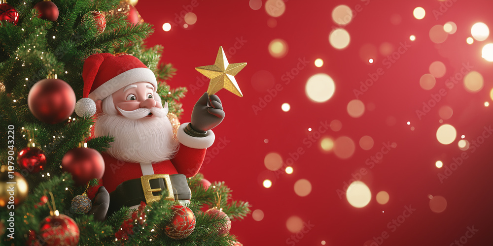 3d Christmas tree with old Santa 3d Christmas tree with old Santa