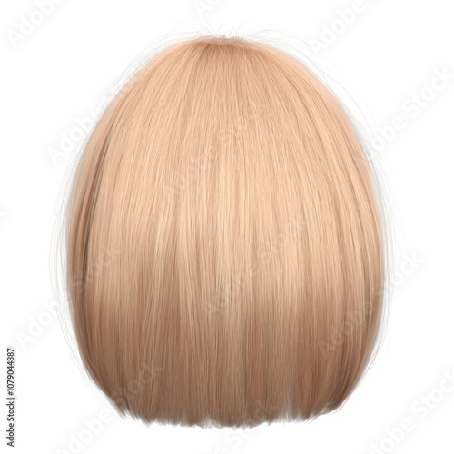 3d render short blonde hair isolated