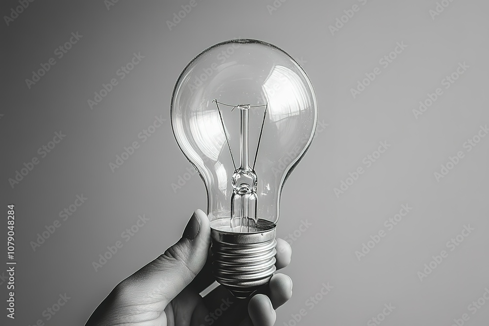 A person is holding a light bulb in their hand A person is holding a light bulb in their hand