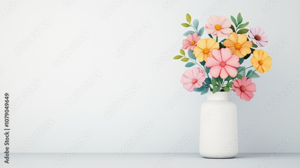 Pastel Flower Bouquet in White Vase Home Decor Spring Flowers Pastel Flower Bouquet in White Vase Home Decor Spring Flowers