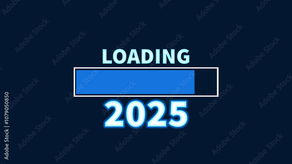 New year 2025 progress bar glowing. Concept of new year, annual plan, Happy new year New year 2025 progress bar glowing. Concept of new year, annual plan, Happy new year