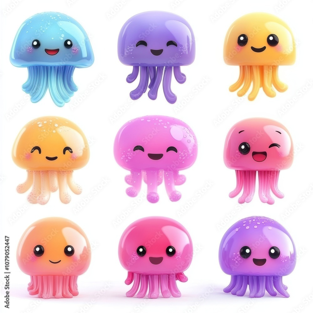 Obraz premium Cute cartoon character of jellyfish