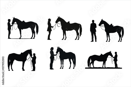 Horse Rider Silhouette Bundle Set, Man Woman Horse Rider Silhouette 