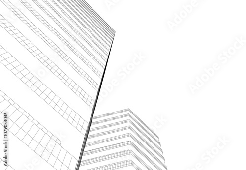 abstract architecture building vector drawing