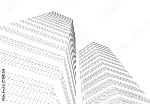 abstract architecture building vector drawing