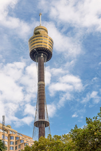 The beautiful Sydney Tower Eye, Australia, against the blue sky on a sunny day