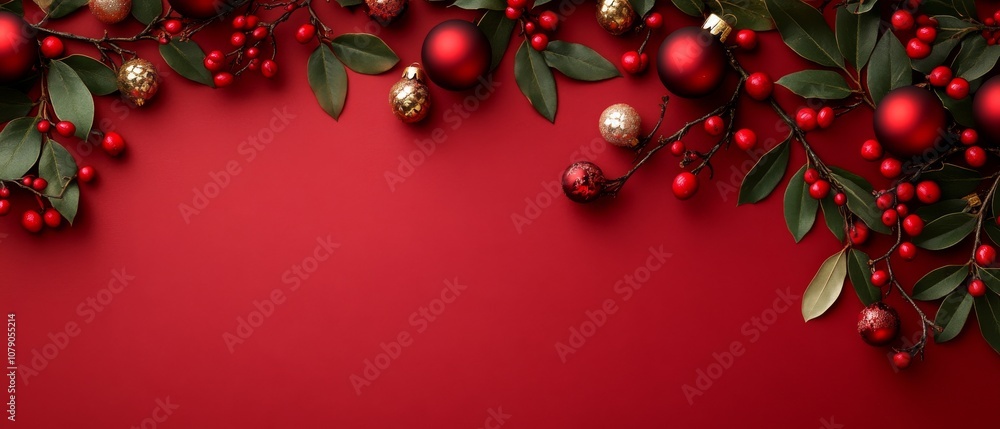A red background with a bunch of red and gold ornaments A red background with a bunch of red and gold ornaments