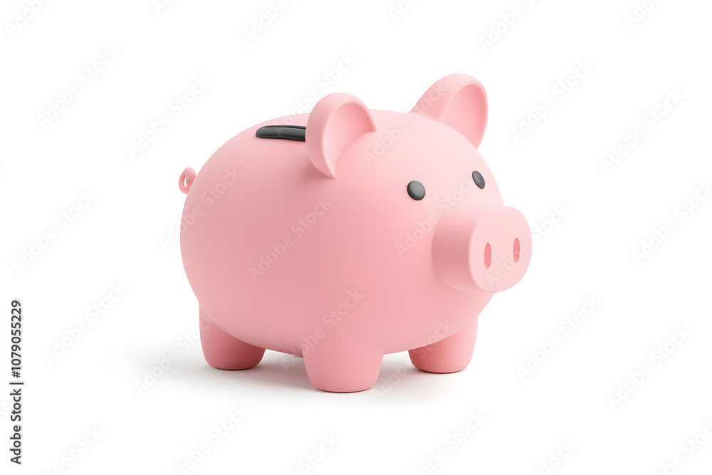 Cute pink piggy bank icon, 3D render, isolated on white background Cute pink piggy bank icon, 3D render, isolated on white background
