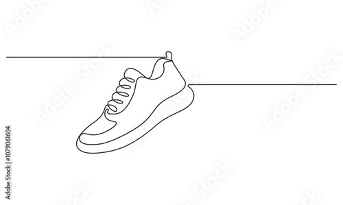 Premium vector shoe continuous one line drawing on white background concept of shoe business