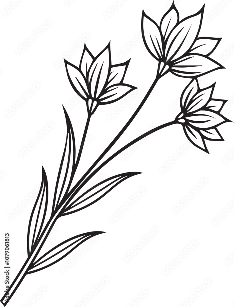 Fototapeta premium Black line art of a flower for kids coloring book coloring page doodle art in white background