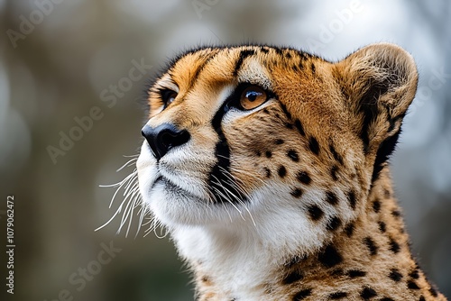 Cheetah Close-up Profile with Sharp Focus and Vibrant Coat photo