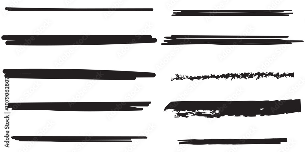 Brush strokes lines. Line underline brush pencil pen marker paint stroke. Brush strokes lines. Line underline brush pencil pen marker paint stroke.