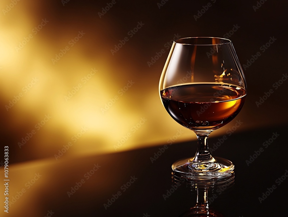 Elegant Brandy Glass with Warm Ambient Lighting Creates Luxurious Atmosphere Elegant Brandy Glass with Warm Ambient Lighting Creates Luxurious Atmosphere