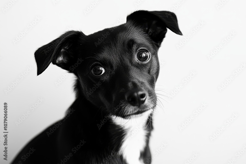 Adorable Black and White Dog Portrait Adorable Black and White Dog Portrait