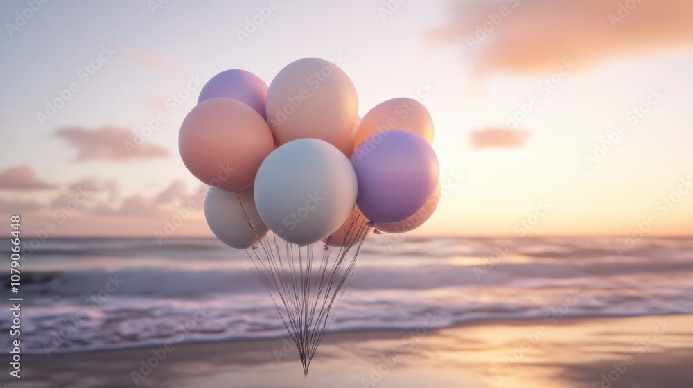Fototapeta premium The Colorful Balloons at Sunset
