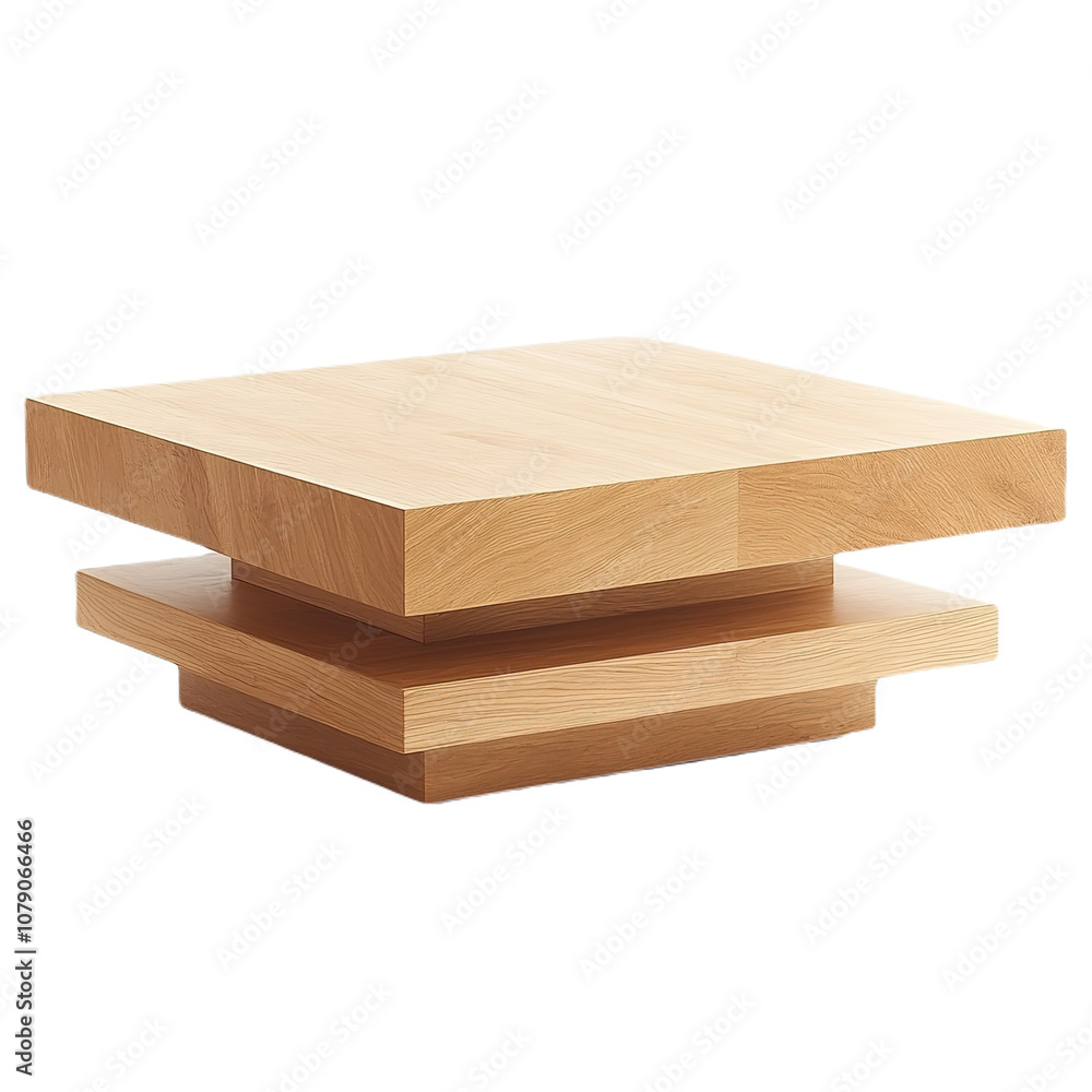 Light wooden square coffee table with clean lines, ideal for modern and contemporary interiors, offering a functional yet stylish look. Isolated on transparent background, png Light wooden square coffee table with clean lines, ideal for modern and contemporary interiors, offering a functional yet stylish look. Isolated on transparent background, png