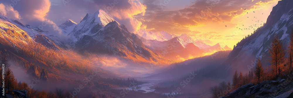 Obraz premium sunset over the mountains