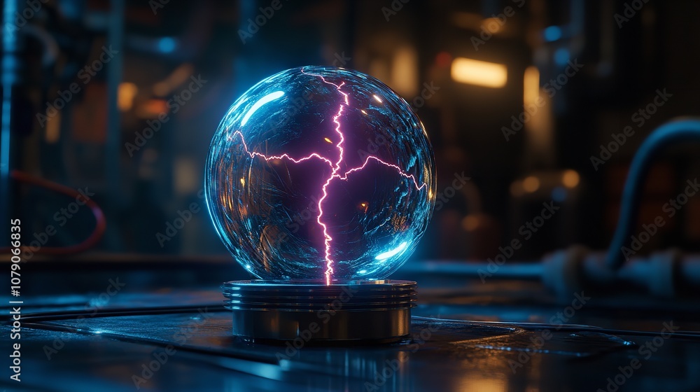 glass of champagne, atom inside glass electricity plasma ball glass of champagne, atom inside glass electricity plasma ball