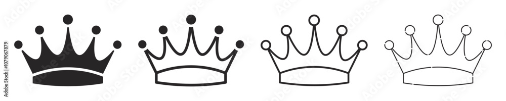 Set of crown icons. Queens or kings crown, royal crown. Princess crown. Vector. Eps10. Set of crown icons. Queens or kings crown, royal crown. Princess crown. Vector. Eps10.