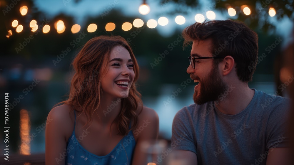 The Couple Enjoying Cozy Evening The Couple Enjoying Cozy Evening