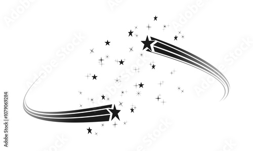 shooting stars from two side vector illustration isolated on white background.