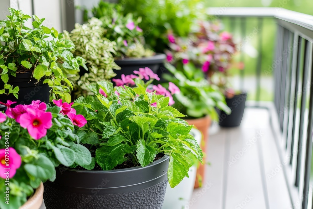 Vibrant Balcony Garden in Bloom Vibrant Balcony Garden in Bloom