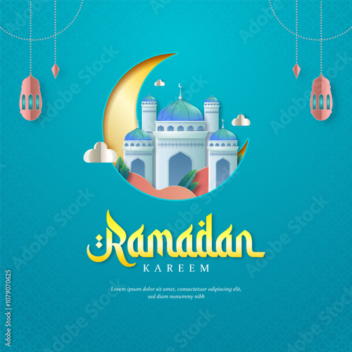 Ramadan kareem square background or social media post template