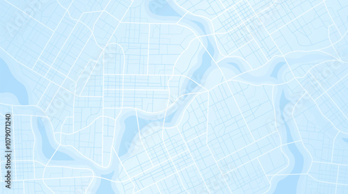 City urban roads and streets abstract map downtown district map with river. Concept of planning and mapping a travel. Flat vector illustration
