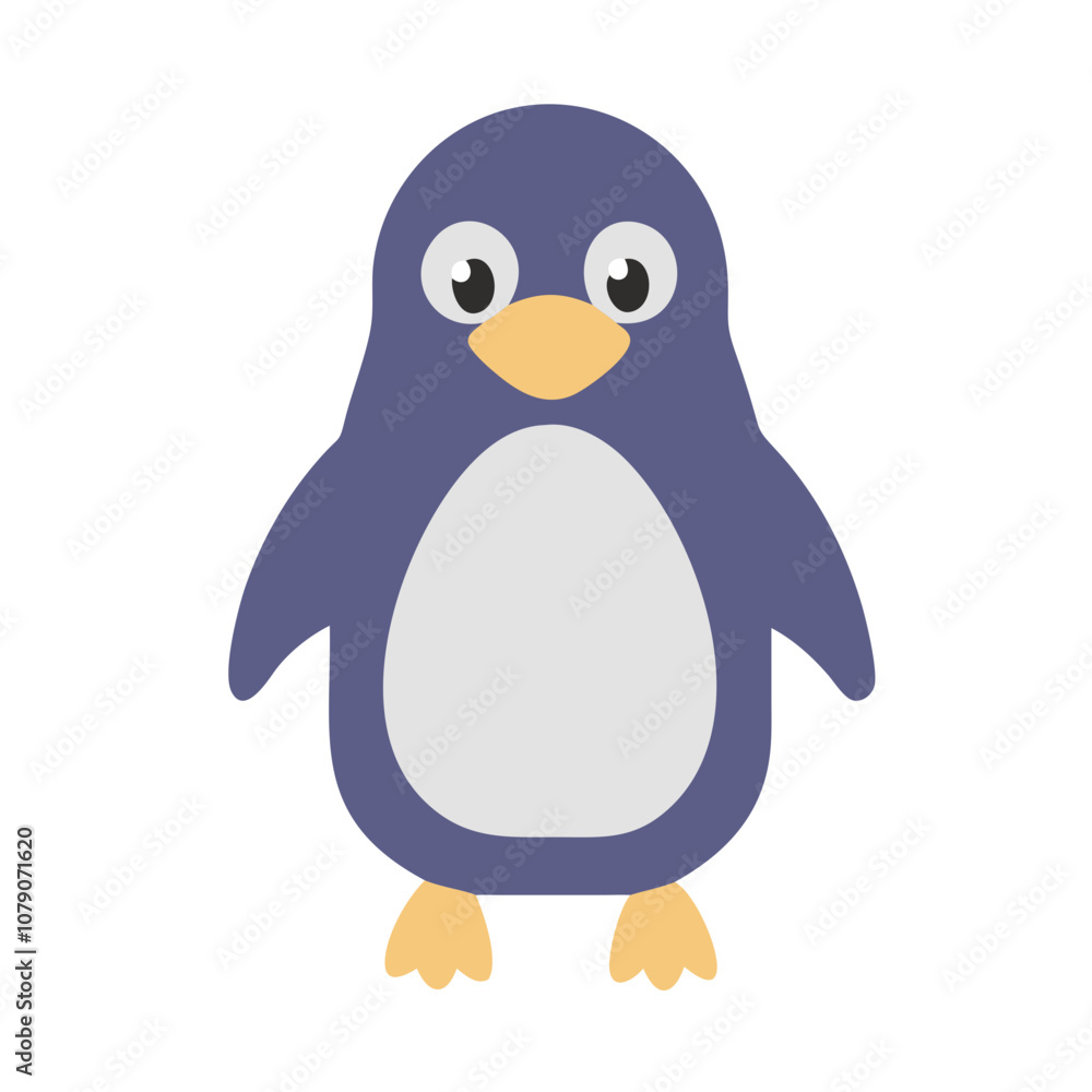Obraz premium Black and white icon of a happy penguin, symbolizing winter joy and nature.