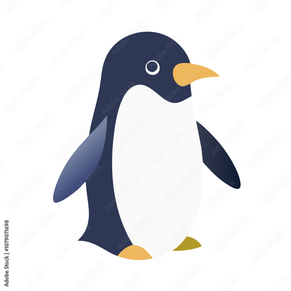 Fototapeta premium Simplistic icon of a penguin, capturing the essence of winter wildlife.