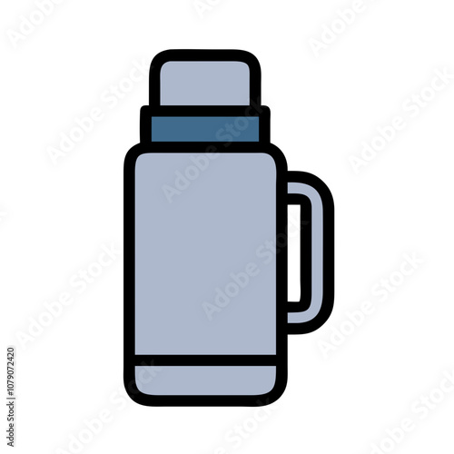 Gray thermal flask icon, suitable for hot drink or outdoor themes.