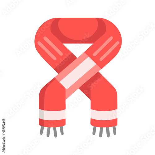 Icon of a red winter scarf, ideal for winter fashion themes.