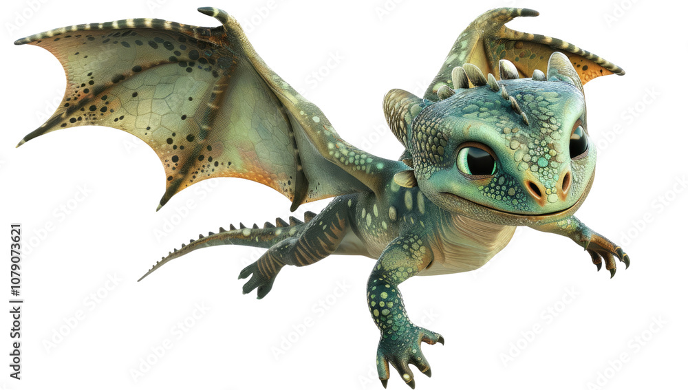 Adorable cartoon dragon with wings and a friendly expression, children's content or fantasy themes. Adorable cartoon dragon with wings and a friendly expression, children's content or fantasy themes.