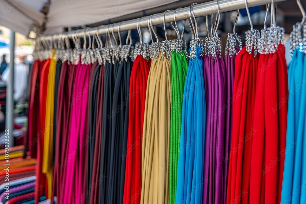 Vibrant Textile Display at Market Vibrant Textile Display at Market