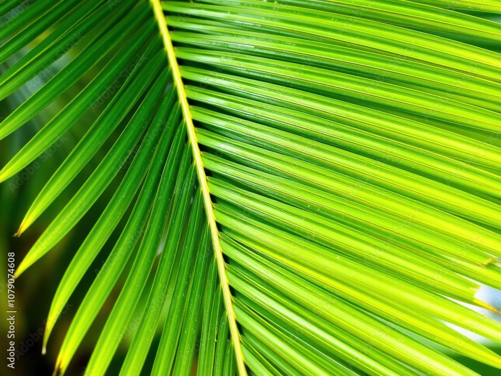 Close up of a vibrant palm leaf texture in natural tropical green hues, natural, macro, palm leaf close up Close up of a vibrant palm leaf texture in natural tropical green hues, natural, macro, palm leaf close up