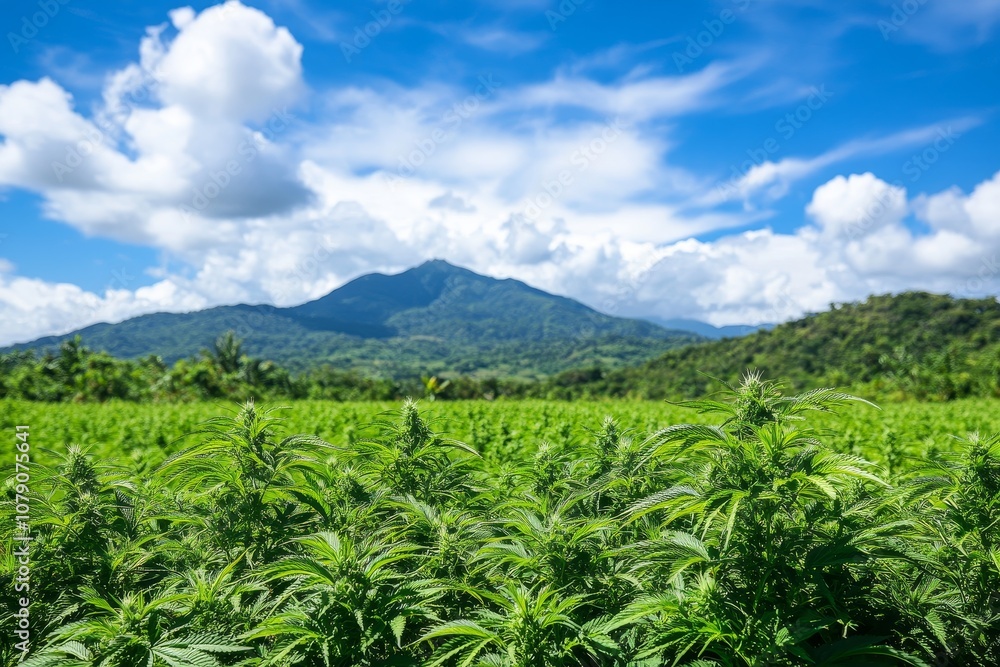 Lush Green Hemp Field Landscape Lush Green Hemp Field Landscape