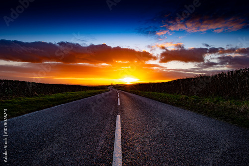 sunset over the highway