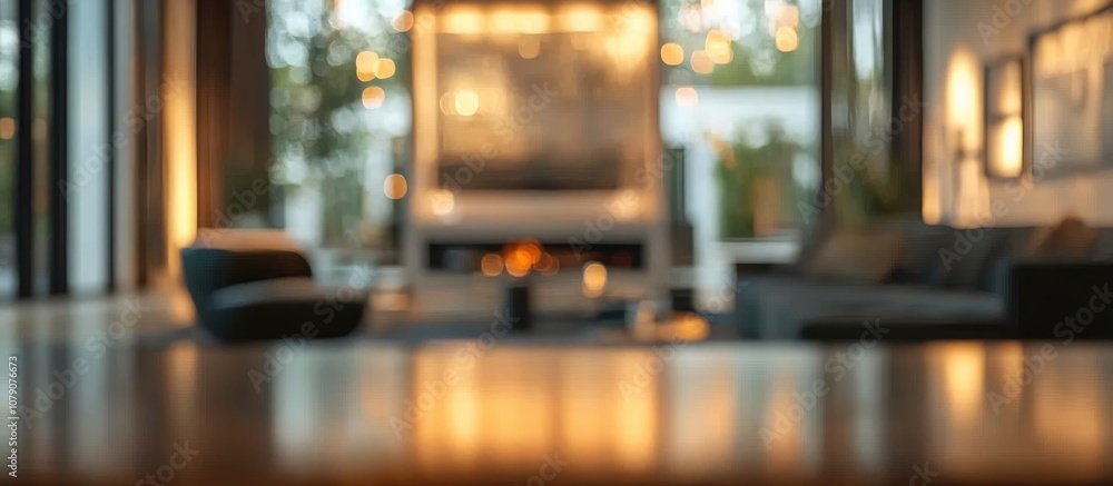 Blurred abstract depiction of a stylish living room creating an elegant background for interior design projects