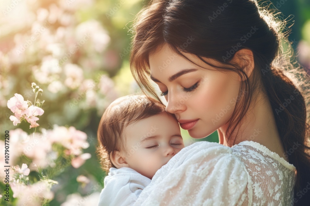 Tender Embrace: A Mother's Cherished Moment Tender Embrace: A Mother's Cherished Moment