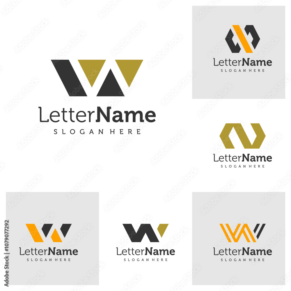 Set of Letter NW logo design vector. Creative Initial NW logo concepts template Set of Letter NW logo design vector. Creative Initial NW logo concepts template