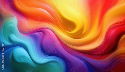 Dynamic Fluid Abstract with Swirling Rainbow Hues. Vibrant and Expressive Art Background Ideal for Creative Design, Digital Aesthetics, and Inspiring Modern Visual Projects