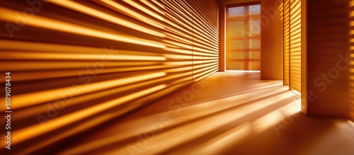 Abstract composition featuring light and shadows through delicate window blinds perfect for modern interior design