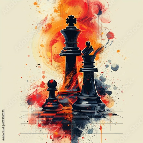 Dynamic chess action illustration
