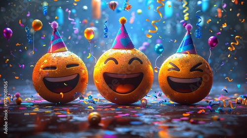 Cheerful emoji banner for advertising