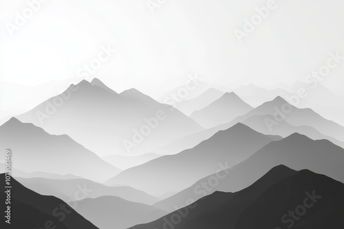 Mystical Mountain Landscape in Monochrome