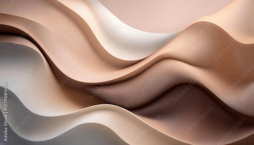Obraz premium Abstract Flowing Sand Dunes in Soft Pastel Tones. Organic Wavy Texture with Minimalist, Serene Curves. Perfect for Calm, Meditative, or Nature Inspired Backgrounds and Design Concepts