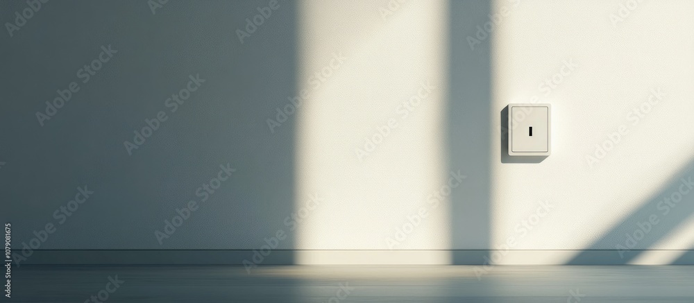 Bright electrical rocker light switch mounted on a clean white wall ideal for modern interior design Bright electrical rocker light switch mounted on a clean white wall ideal for modern interior design